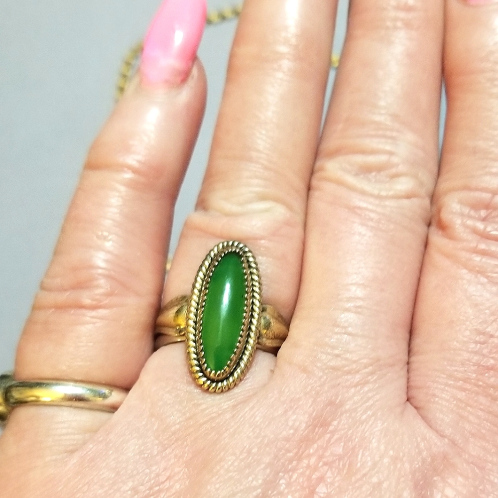1930s Antique Pacific Jewelry Company Jade Ring - Picture 7 of 7